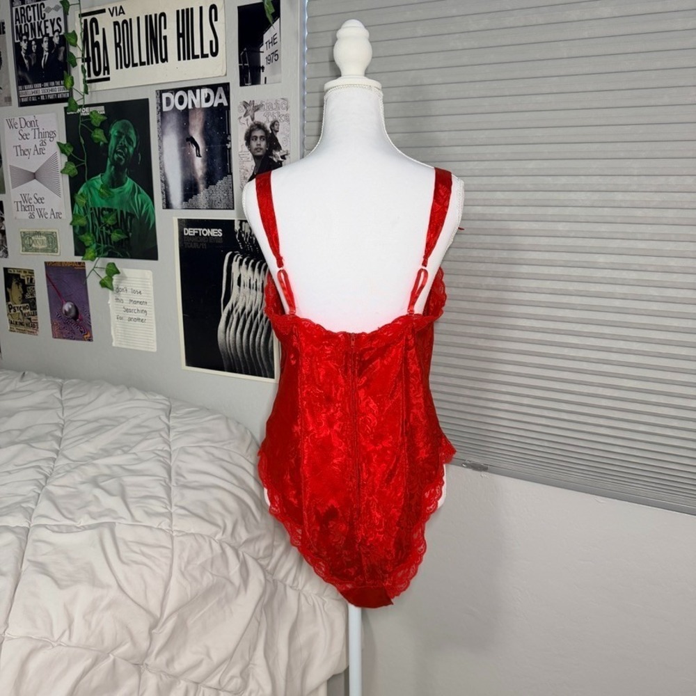 Victoria's Secret ‎ Gold Label  Red Lace Teddy Lingerie Adjustable Straps Large - Picture 4 of 6
